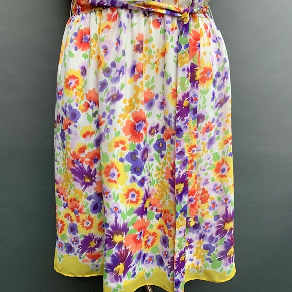 Emma & Michele Womens Spring Dress 10 White Orange Purple Multicolor Floral - Picture 4 of 7